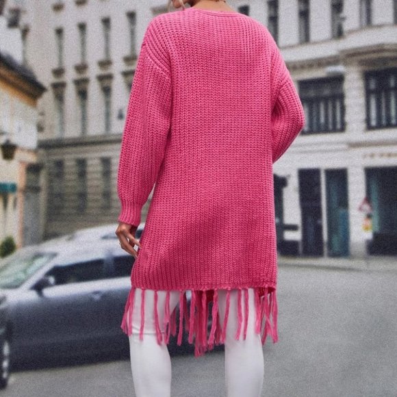 Hot Pink Womens Cardigan - Picture 2 of 5